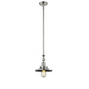 Railroad - 1 Light - 8 inch - Polished Nickel - Stem Hung - Adjustable Mini Pendant