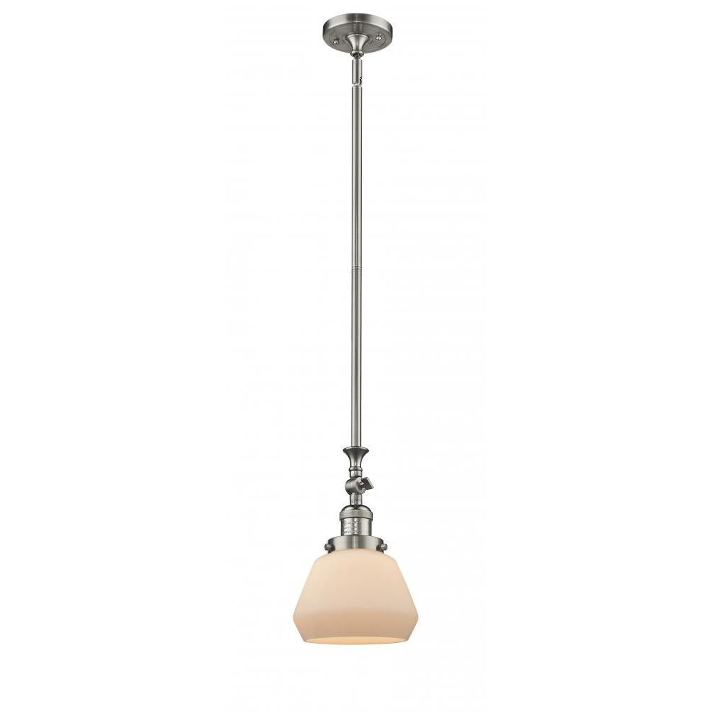 Fulton - 1 Light - 7 inch - Brushed Satin Nickel - Stem Hung - Adjustable Mini Pendant