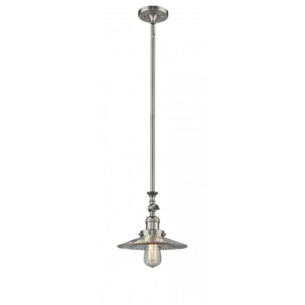 Halophane - 1 Light - 9 inch - Brushed Satin Nickel - Stem Hung - Adjustable Mini Pendant