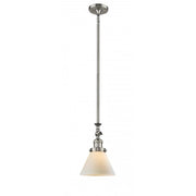 Cone - 1 Light - 8 inch - Brushed Satin Nickel - Stem Hung - Adjustable Mini Pendant