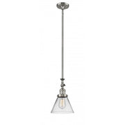 Cone - 1 Light - 8 inch - Brushed Satin Nickel - Stem Hung - Adjustable Mini Pendant