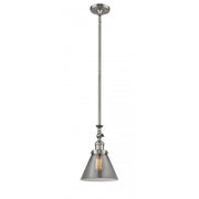 Cone - 1 Light - 8 inch - Brushed Satin Nickel - Stem Hung - Adjustable Mini Pendant