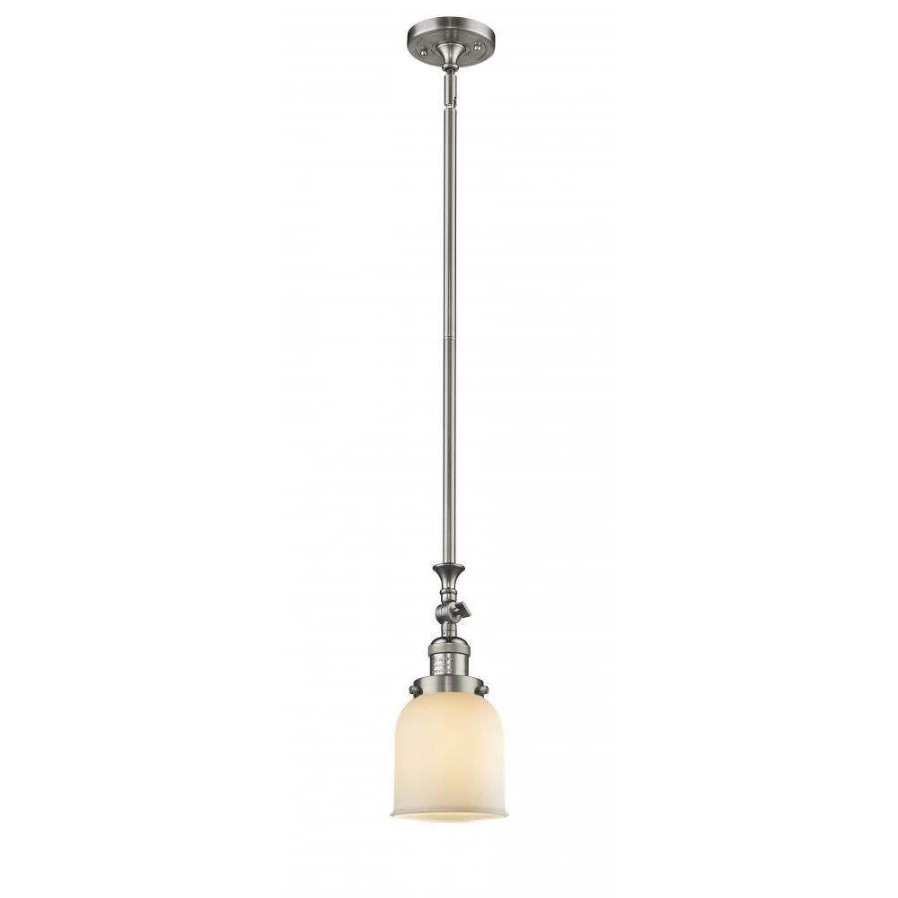 Bell - 1 Light - 5 inch - Brushed Satin Nickel - Stem Hung - Adjustable Mini Pendant