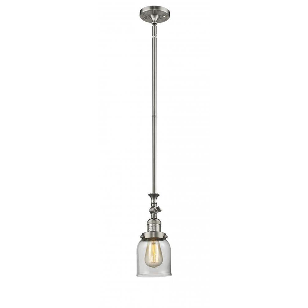 Bell - 1 Light - 5 inch - Brushed Satin Nickel - Stem Hung - Adjustable Mini Pendant