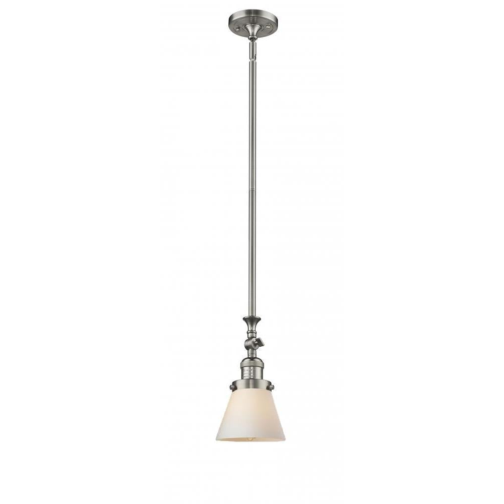 Cone - 1 Light - 6 inch - Brushed Satin Nickel - Stem Hung - Adjustable Mini Pendant