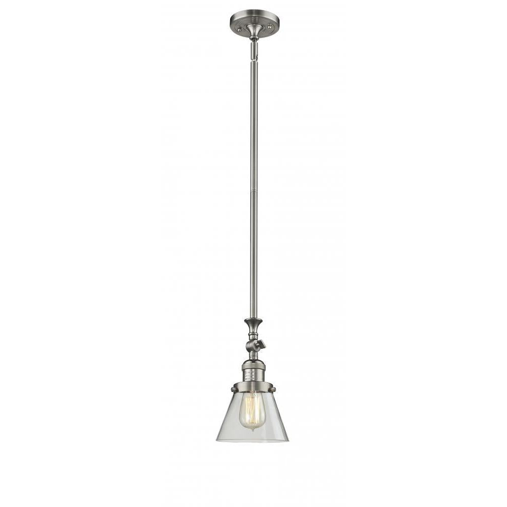 Cone - 1 Light - 6 inch - Brushed Satin Nickel - Stem Hung - Adjustable Mini Pendant
