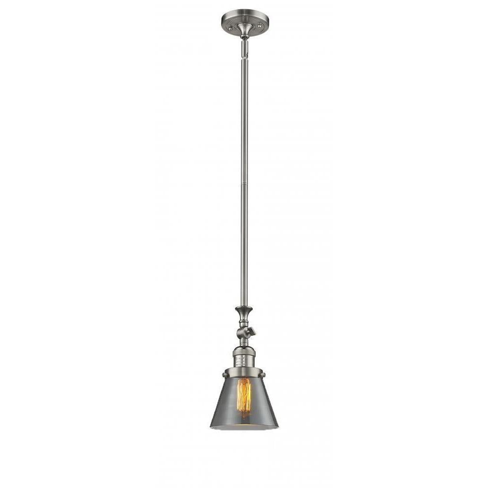 Cone - 1 Light - 6 inch - Brushed Satin Nickel - Stem Hung - Adjustable Mini Pendant