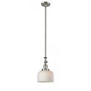 Bell - 1 Light - 8 inch - Brushed Satin Nickel - Stem Hung - Adjustable Mini Pendant