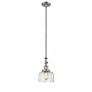 Bell - 1 Light - 8 inch - Brushed Satin Nickel - Stem Hung - Adjustable Mini Pendant