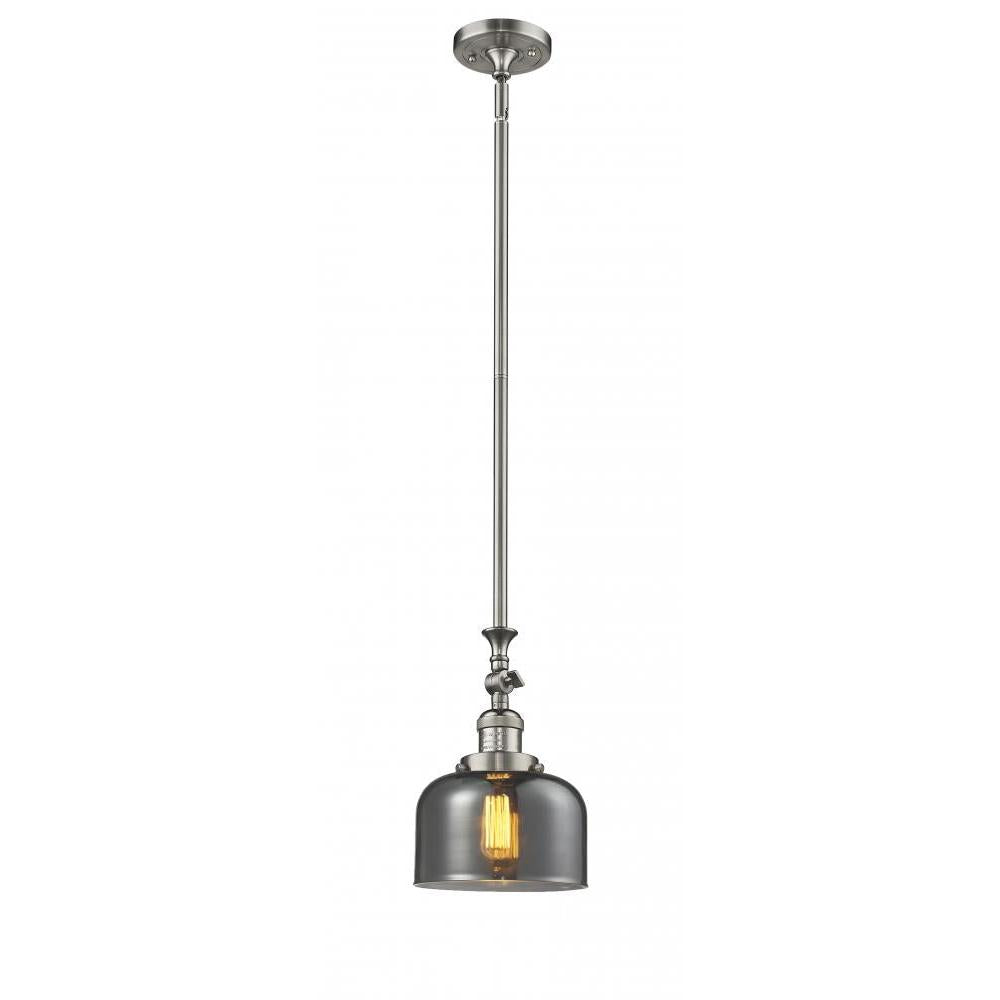 Bell - 1 Light - 8 inch - Brushed Satin Nickel - Stem Hung - Adjustable Mini Pendant