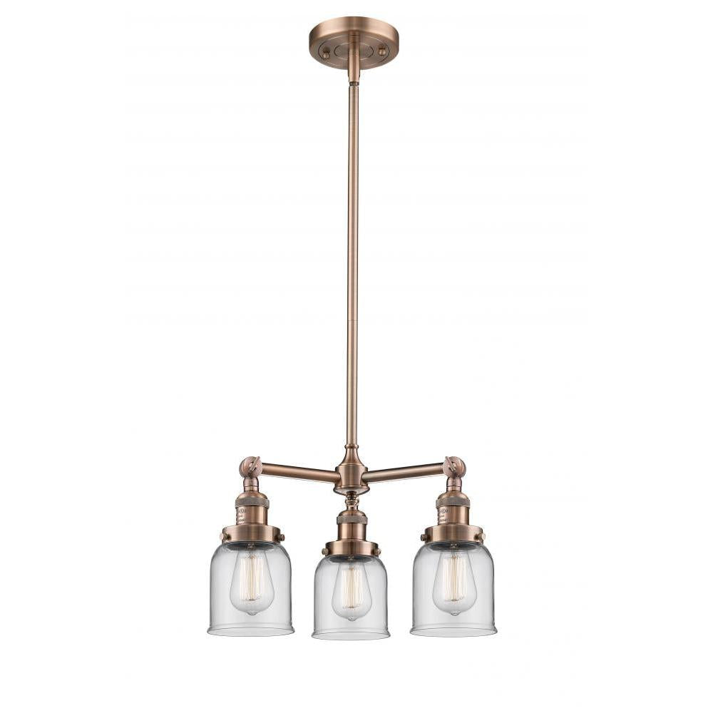 Bell - 3 Light - 19 inch - Antique Copper - Stem Hung - Chandelier
