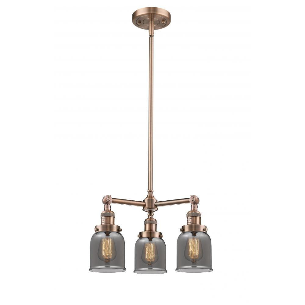 Bell - 3 Light - 19 inch - Antique Copper - Stem Hung - Chandelier