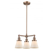 Cone - 3 Light - 19 inch - Antique Copper - Stem Hung - Chandelier