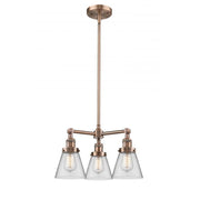 Cone - 3 Light - 19 inch - Antique Copper - Stem Hung - Chandelier