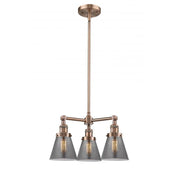 Cone - 3 Light - 19 inch - Antique Copper - Stem Hung - Chandelier