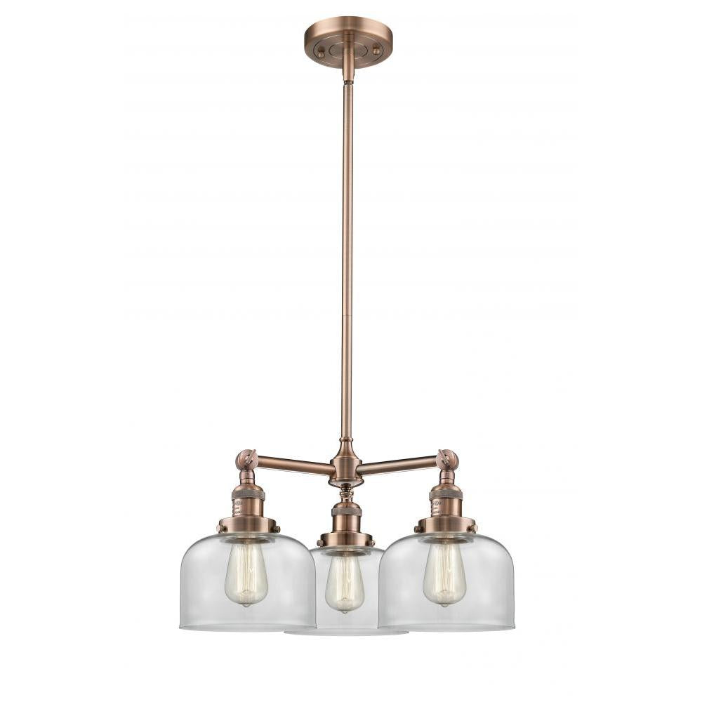 Bell - 3 Light - 22 inch - Antique Copper - Stem Hung - Chandelier
