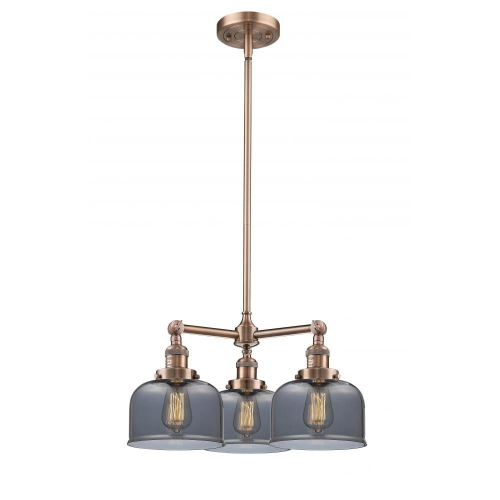 Bell - 3 Light - 22 inch - Antique Copper - Stem Hung - Chandelier