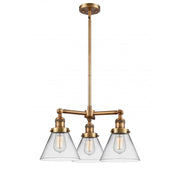 Cone - 3 Light - 22 inch - Brushed Brass - Stem Hung - Chandelier
