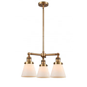 Cone - 3 Light - 19 inch - Brushed Brass - Stem Hung - Chandelier