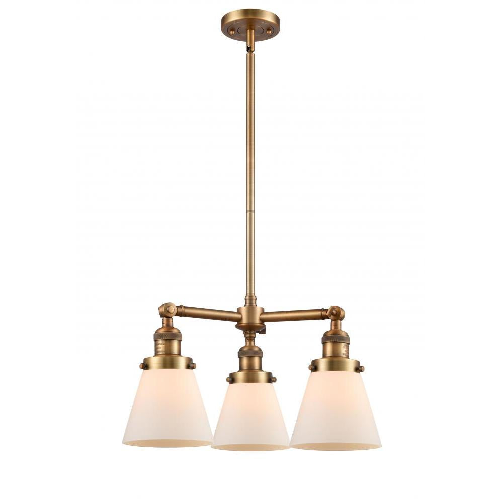 Cone - 3 Light - 19 inch - Brushed Brass - Stem Hung - Chandelier
