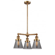 Cone - 3 Light - 19 inch - Brushed Brass - Stem Hung - Chandelier