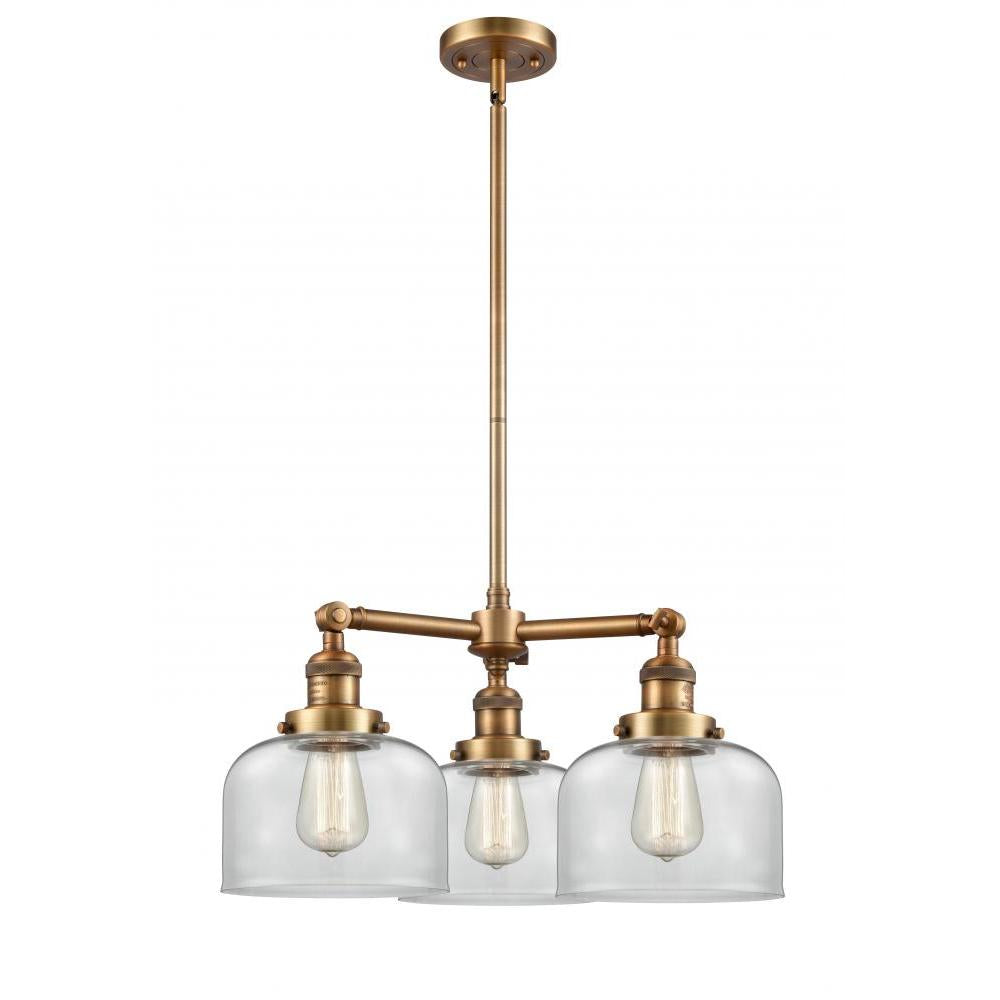 Bell - 3 Light - 22 inch - Brushed Brass - Stem Hung - Chandelier