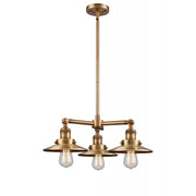 Railroad - 3 Light - 19 inch - Brushed Brass - Stem Hung - Chandelier