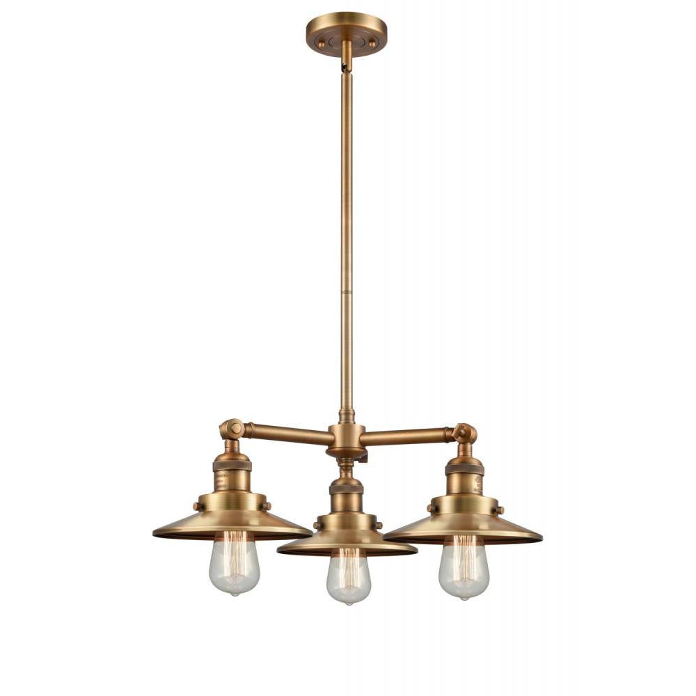 Railroad - 3 Light - 19 inch - Brushed Brass - Stem Hung - Chandelier