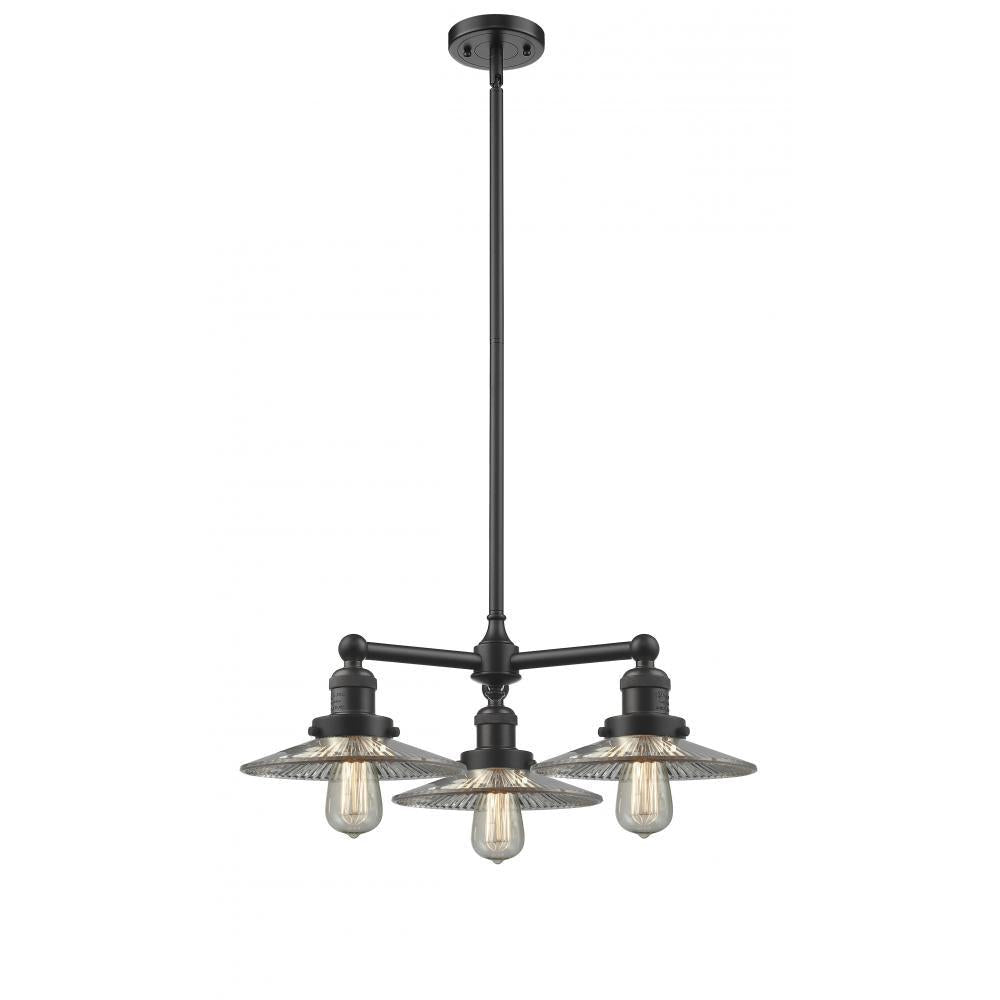 Halophane - 3 Light - 22 inch - Oil Rubbed Bronze - Stem Hung - Chandelier