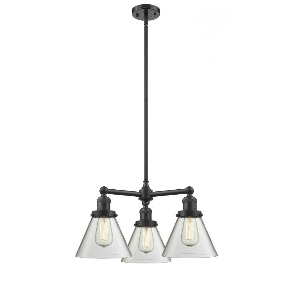 Cone - 3 Light - 22 inch - Oil Rubbed Bronze - Stem Hung - Chandelier