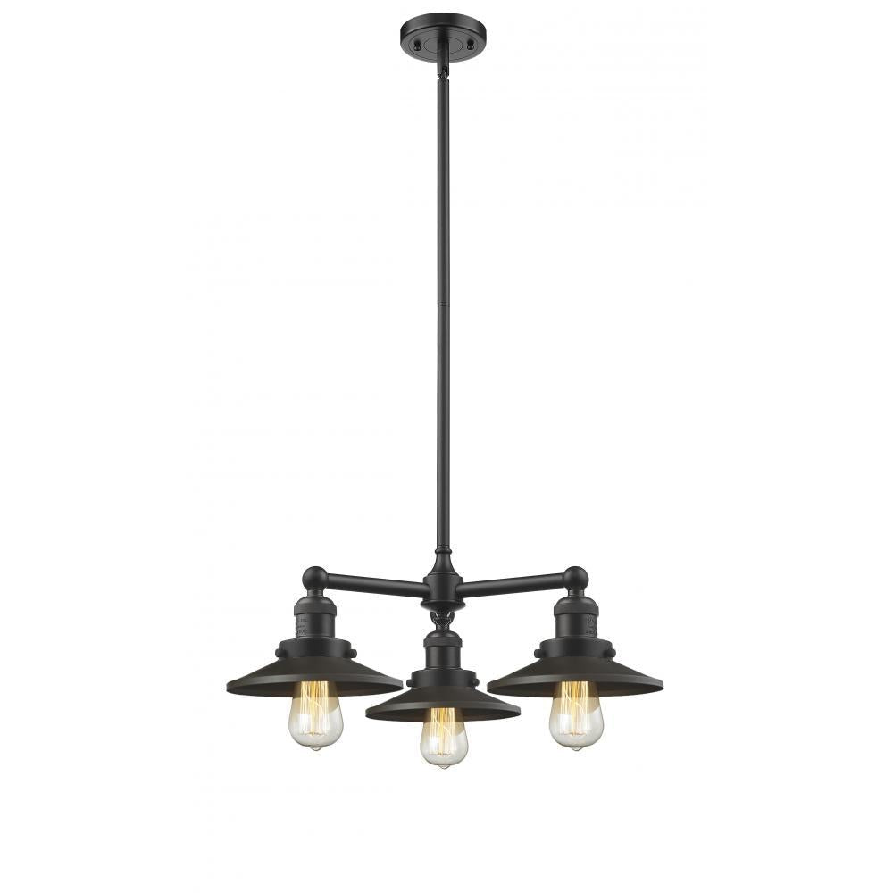 Railroad - 3 Light - 19 inch - Oil Rubbed Bronze - Stem Hung - Chandelier