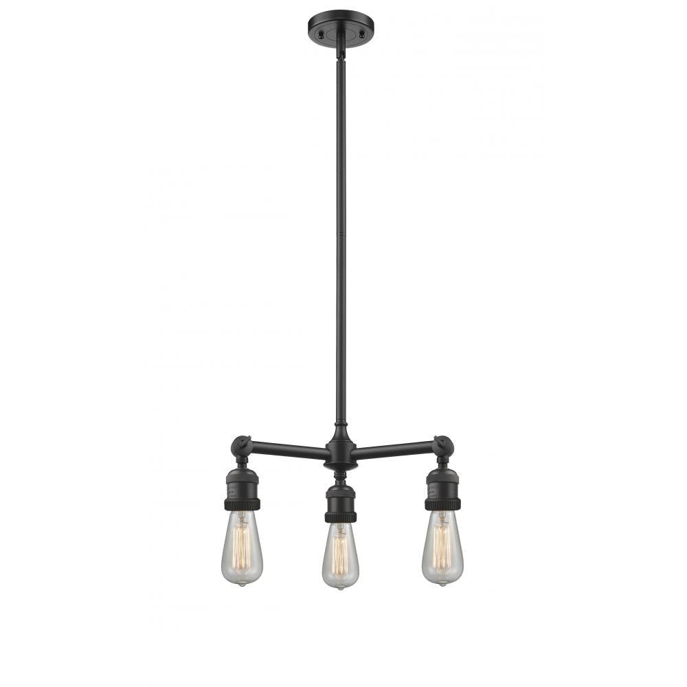 Bare Bulb - 3 Light - 15 inch - Oil Rubbed Bronze - Stem Hung - Chandelier