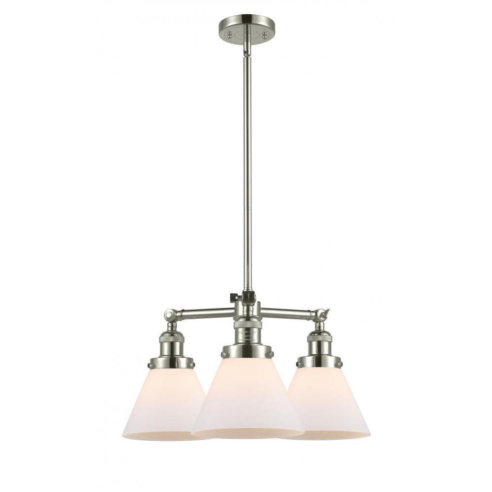 Cone - 3 Light - 22 inch - Polished Nickel - Stem Hung - Chandelier