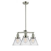 Cone - 3 Light - 22 inch - Polished Nickel - Stem Hung - Chandelier