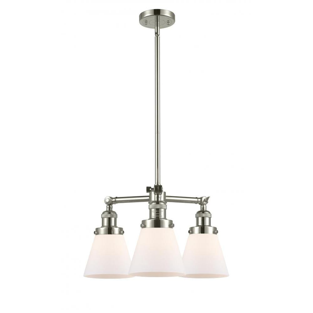 Cone - 3 Light - 19 inch - Polished Nickel - Stem Hung - Chandelier