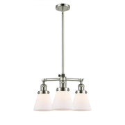Cone - 3 Light - 19 inch - Polished Nickel - Stem Hung - Chandelier