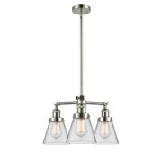 Cone - 3 Light - 19 inch - Polished Nickel - Stem Hung - Chandelier