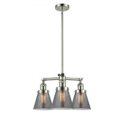 Cone - 3 Light - 19 inch - Polished Nickel - Stem Hung - Chandelier