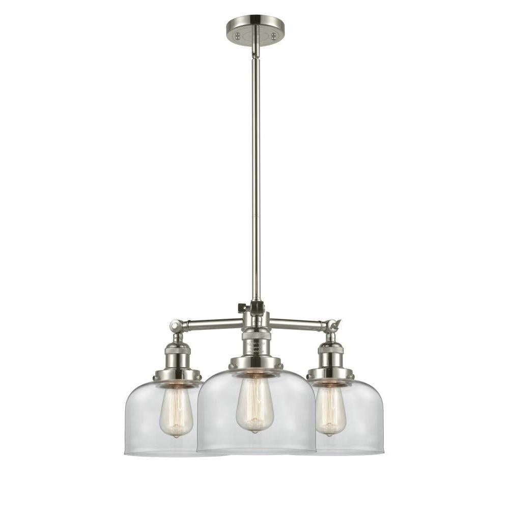 Bell - 3 Light - 22 inch - Polished Nickel - Stem Hung - Chandelier