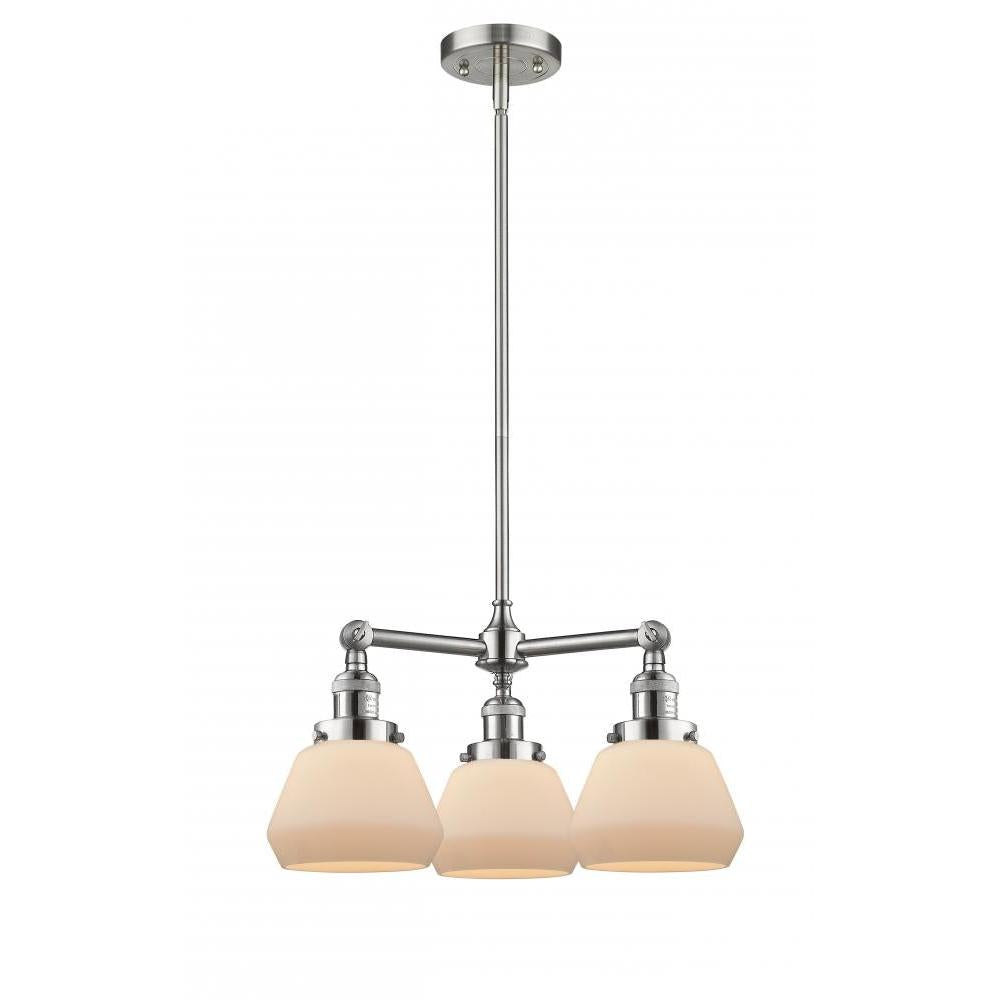 Fulton - 3 Light - 22 inch - Brushed Satin Nickel - Stem Hung - Chandelier