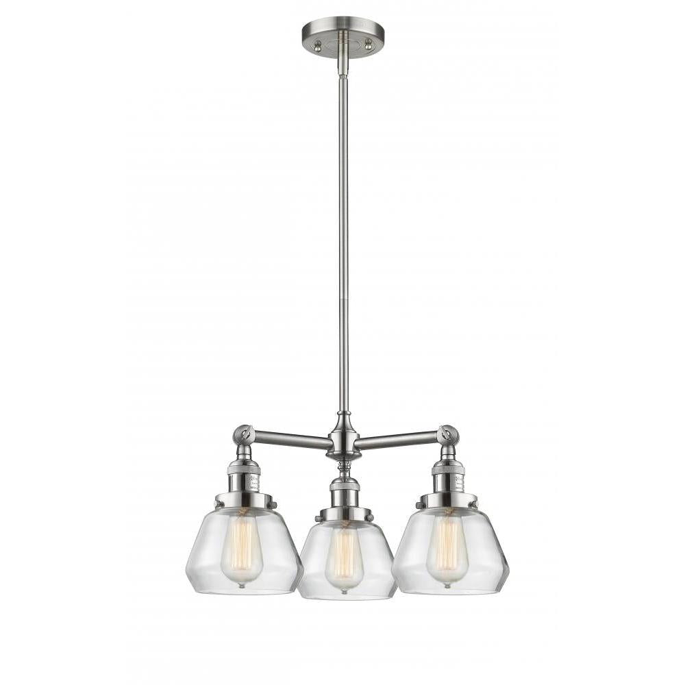Fulton - 3 Light - 22 inch - Brushed Satin Nickel - Stem Hung - Chandelier