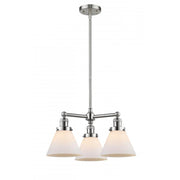 Cone - 3 Light - 22 inch - Brushed Satin Nickel - Stem Hung - Chandelier