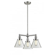 Cone - 3 Light - 22 inch - Brushed Satin Nickel - Stem Hung - Chandelier
