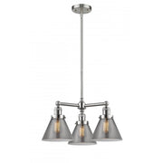 Cone - 3 Light - 22 inch - Brushed Satin Nickel - Stem Hung - Chandelier