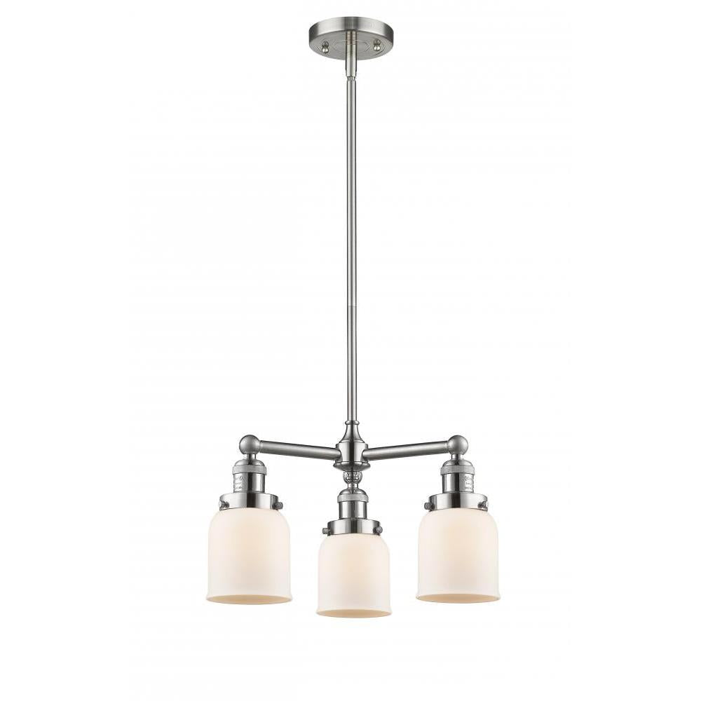 Bell - 3 Light - 19 inch - Brushed Satin Nickel - Stem Hung - Chandelier