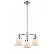 Cone - 3 Light - 19 inch - Brushed Satin Nickel - Stem Hung - Chandelier
