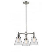 Cone - 3 Light - 19 inch - Brushed Satin Nickel - Stem Hung - Chandelier
