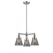 Cone - 3 Light - 19 inch - Brushed Satin Nickel - Stem Hung - Chandelier