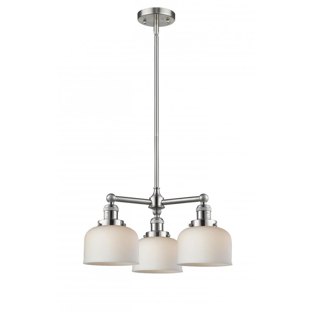 Bell - 3 Light - 22 inch - Brushed Satin Nickel - Stem Hung - Chandelier