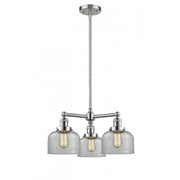 Bell - 3 Light - 22 inch - Brushed Satin Nickel - Stem Hung - Chandelier